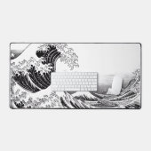 Zwart-wit overzicht Great Wave XXL Gaming Bureaumat (Keyboard & Muis)