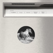 Zwart-wit paard in actie magneet (Insitu (Vaatwasser))