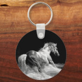 Zwart-wit paard in actie sleutelhanger (Voorkant)