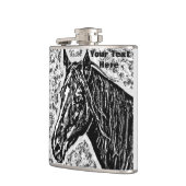 Zwart-wit Paard Portret Paardenkunst Heupfles (Links)