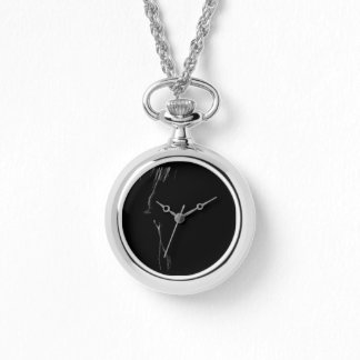 Zwart-wit Paard Silhouet Horloge