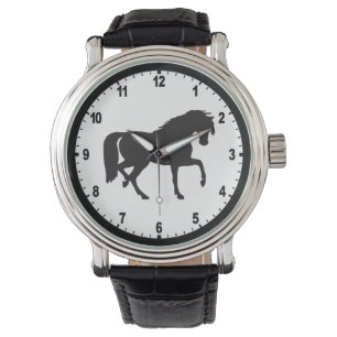  zwart-wit paard Silhouette Horloge