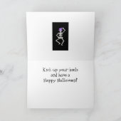 Zwart wit Paars Halloween Skeleton Botten Dance Kaart (Binnen)