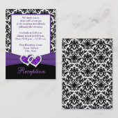 Zwart, wit, Paarse Damask Hearts Enclosure Kaart (Voorkant / Achterkant)