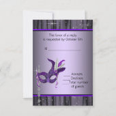 Zwart Wit Paarse Masquerade Party RSVP (Achterkant)