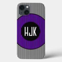 ZWART & WIT PAARSE STREEP & monogram telefoonhoesj