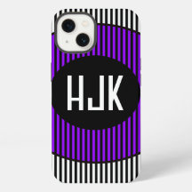 ZWART & WIT PAARSE STREEP & monogram telefoonhoesj