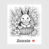 Zwart-wit paashaas konijn sticker (Vel)
