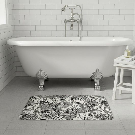 Zwart-wit paisley badmat