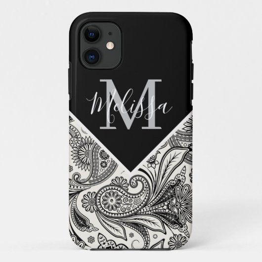 Zwart-wit paisley Case-Mate iPhone case (Achterkant)