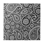 Zwart & Wit Paisley Damask Pattern Tegeltje (Voorkant)