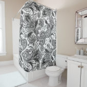 Zwart-wit paisley douchegordijn (In situ)