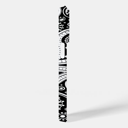 Zwart-wit Paisley iPhone 14 Pro Hoesje (Achterkant / Rechts)