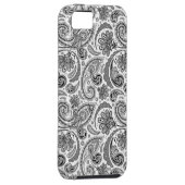 Zwart-wit Paisley Kant Retro Patroon Case-Mate iPhone Case (Back/Rechts)