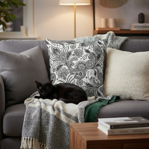 Zwart-wit paisley kussen