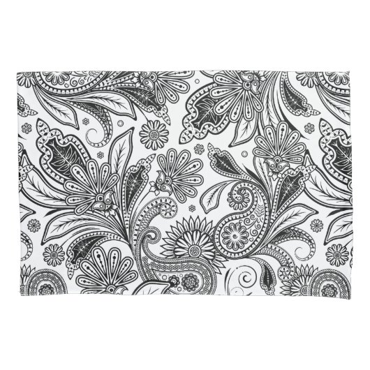 Zwart-wit paisley kussensloop (Voorkant)