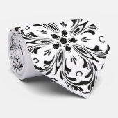 Zwart Wit Paisley Look Star Design Stropdas (Opgerold)