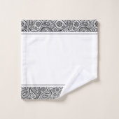 Zwart-wit  paisley monogram bad handdoek (Wasdoekje)