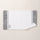 Zwart-wit  paisley monogram bad handdoek (Handdoek)