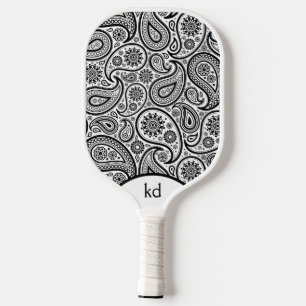 Zwart-wit  Paisley Monogram Pickleball Paddle