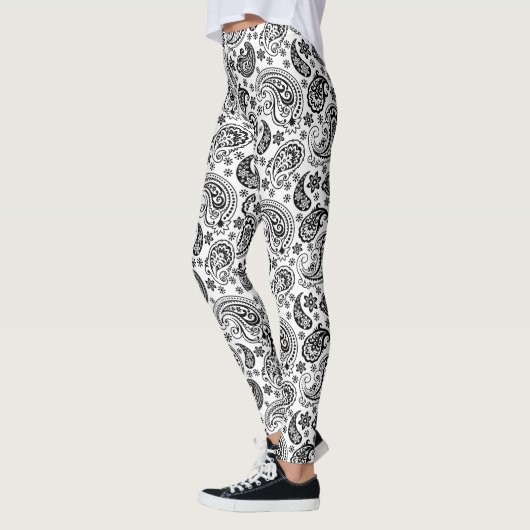 Zwart-wit  Paisley Pattern 2 Leggings (Links)