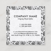 Zwart-wit  Paisley Pattern Vierkante Visitekaartje (Achterkant)
