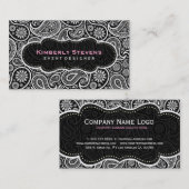 Zwart-wit Paisley Pattern Visitekaartje (Voorkant / Achterkant)