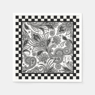 Zwart-wit paisley servetten