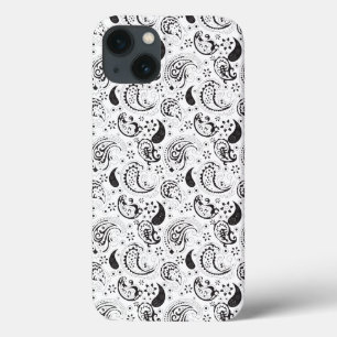 Zwart-wit paisleypatroon – Elegante textielkunst iPhone 13 Hoesje