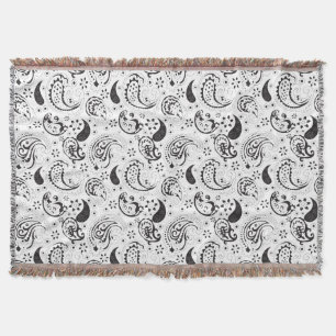 Zwart-wit paisleypatroon – Elegante textielkunst Deken