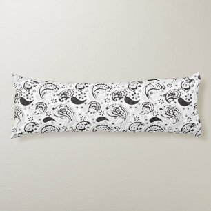 Zwart-wit paisleypatroon – Elegante textielkunst Lichaamskussen