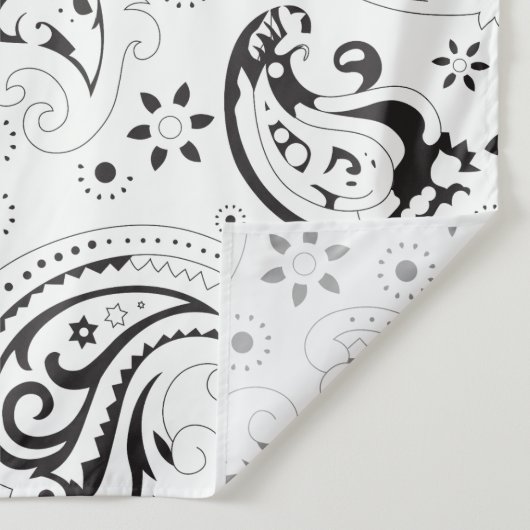 Zwart-wit paisleypatroon – Elegante textielkunst Wandkleed (Detail)