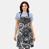 Zwart-wit Paisly Print Schort (Gedragen)