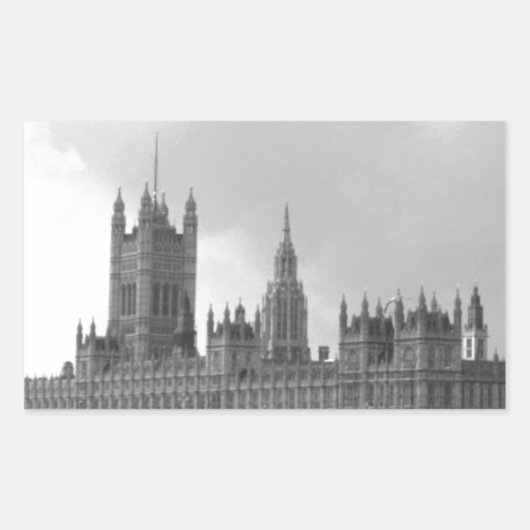 Zwart wit paleis van Westminster Rechthoekige Sticker (Voorkant)