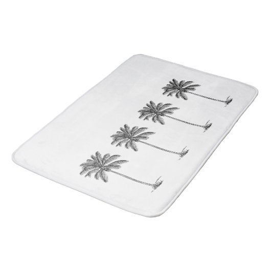 Zwart-wit Palm Palmetto bomen Badmat (Gekanteld)