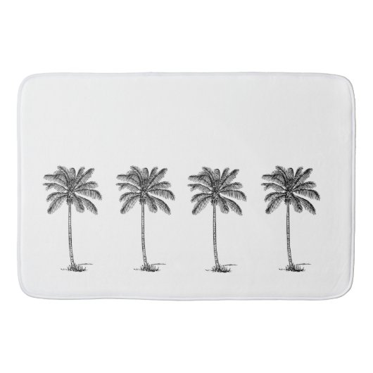 Zwart-wit Palm Palmetto bomen Badmat (Voorkant)