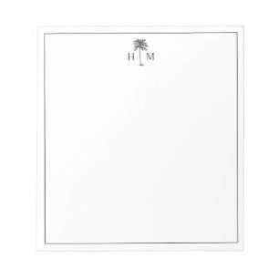 Zwart-Wit Palm Palmetto Boom Monogram Notitieblok