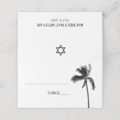 Zwart-wit Palm Tree Bat Mitzvah Place Card (Buitenkant ongevouwen)