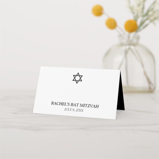 Zwart-wit Palm Tree Bat Mitzvah Place Card (Achterkant)