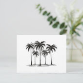 Zwart & Wit Palm Trees Graphic T-Shirt voor Heren Feestdagenkaart (Staand voorkant)