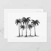 Zwart & Wit Palm Trees Graphic T-Shirt voor Heren Feestdagenkaart (Voorkant / Achterkant)