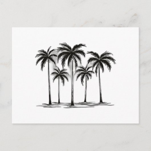Zwart & Wit Palm Trees Graphic T-Shirt voor Heren Feestdagenkaart (Voorkant)