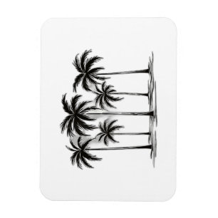 Zwart & Wit Palm Trees Graphic T-Shirt voor Heren Magneet