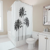 Zwart-wit palm Trio Finesse #1 #tropische #wall Douchegordijn (In situ)