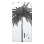 Zwart wit palmboom  Elegant Monogram Case-Mate iPhone Case (Achterkant)