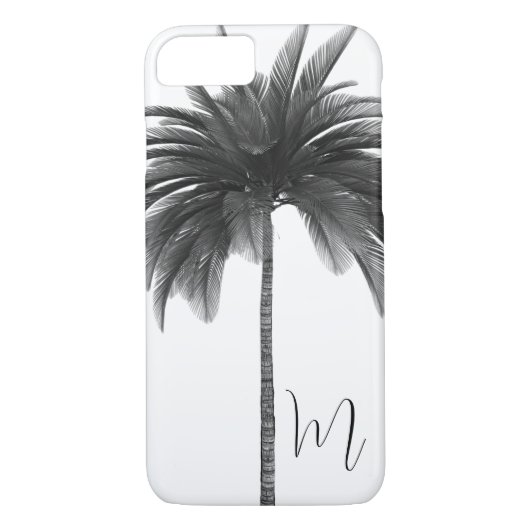 Zwart wit palmboom  Elegant Monogram Case-Mate iPhone Case (Achterkant)