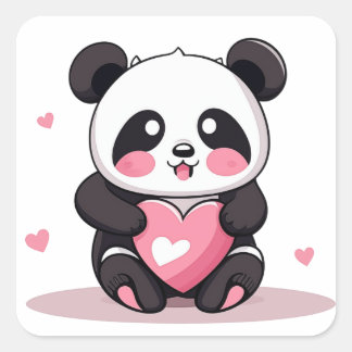 zwart-wit Panda Clipart Vierkante Sticker