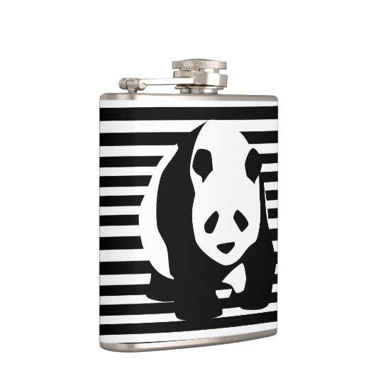 Zwart-wit Panda en Stripes Heupfles (Rechts)