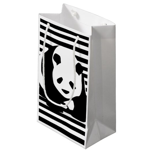 Zwart-wit Panda en Stripes Klein Cadeauzakje (Voorkant Gekanteld)