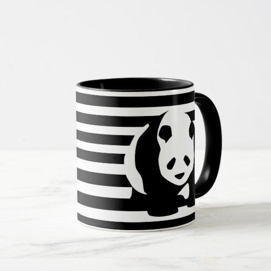 Zwart-wit Panda en Stripes Mok (Voorkant rechts)
